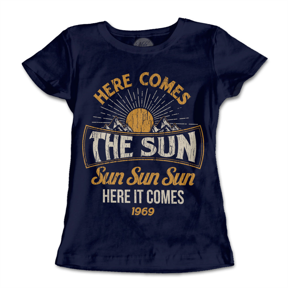 Camiseta amarilla Here Comes The Sun sostenible mujer